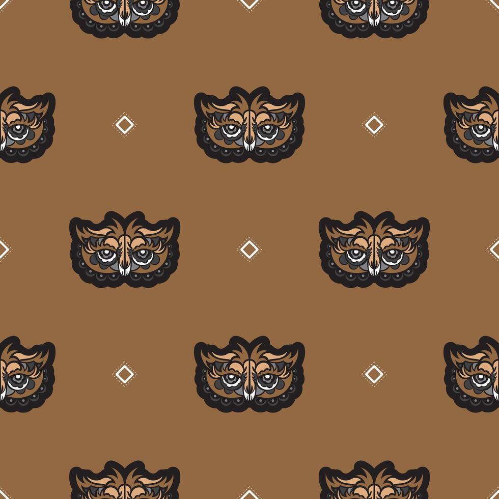 Seamless pattern with owls in boho style. vector