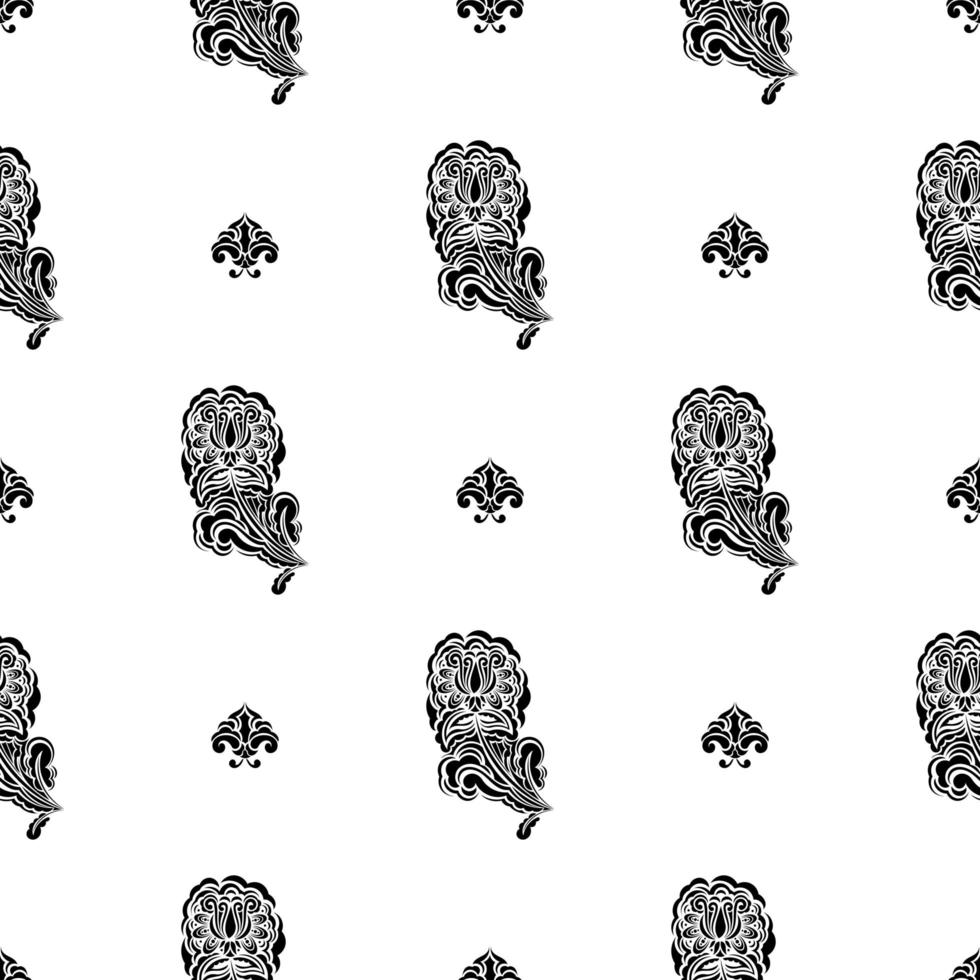 Seamless black and white pattern with monograms in the Baroque style. Good for backgrounds, prints, apparel and textiles. Vector illustration.