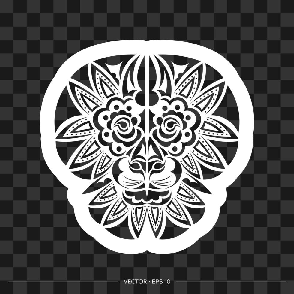 A lion head with a floral pattern on a black background vector