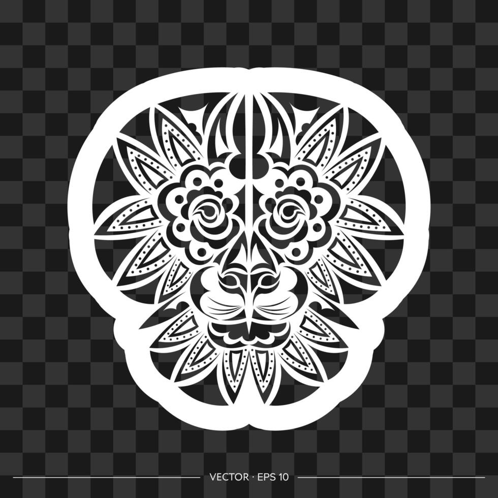 estampado de león. cara de león al estilo polinesio. ilustrador de vectores. vector