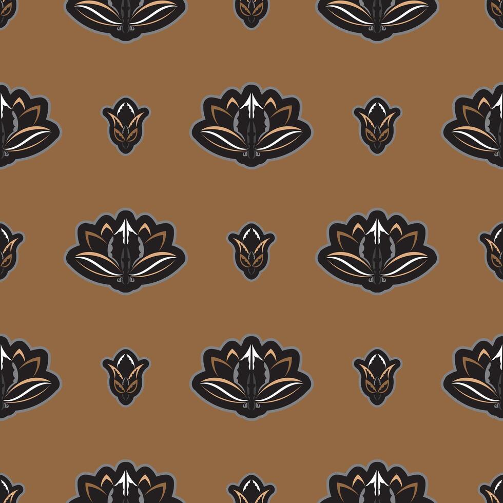 Seamless pattern with lotuses. Expensive and luxurious style. Good for covers, fabrics, postcards and printing. Vector illustration.