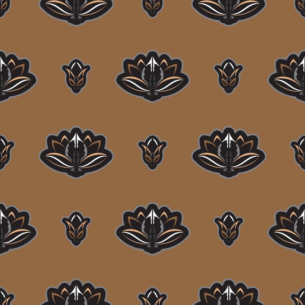 Seamless pattern with lotuses. Expensive and luxurious style. Good for covers, fabrics, postcards and printing. Vector illustration.