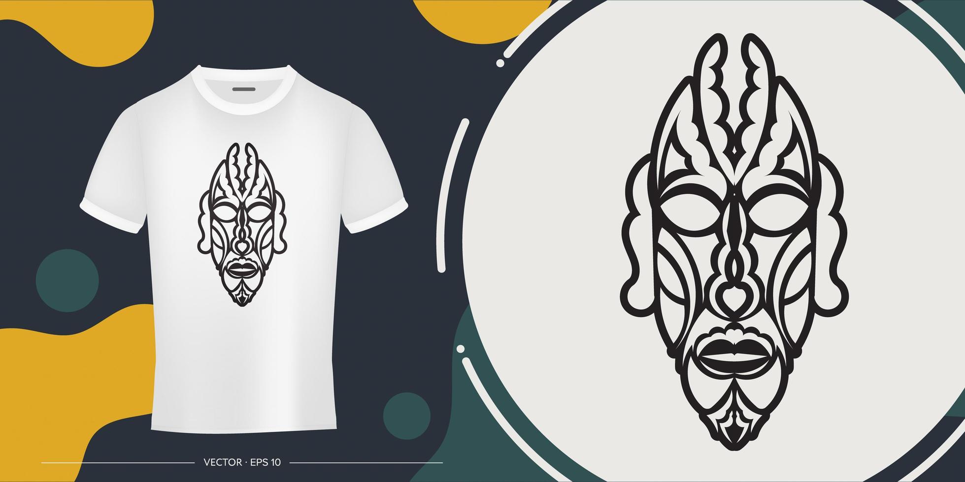 Face from Maori Patterns. Tiki mask. Good for prints and tattoos. Vector illustration.