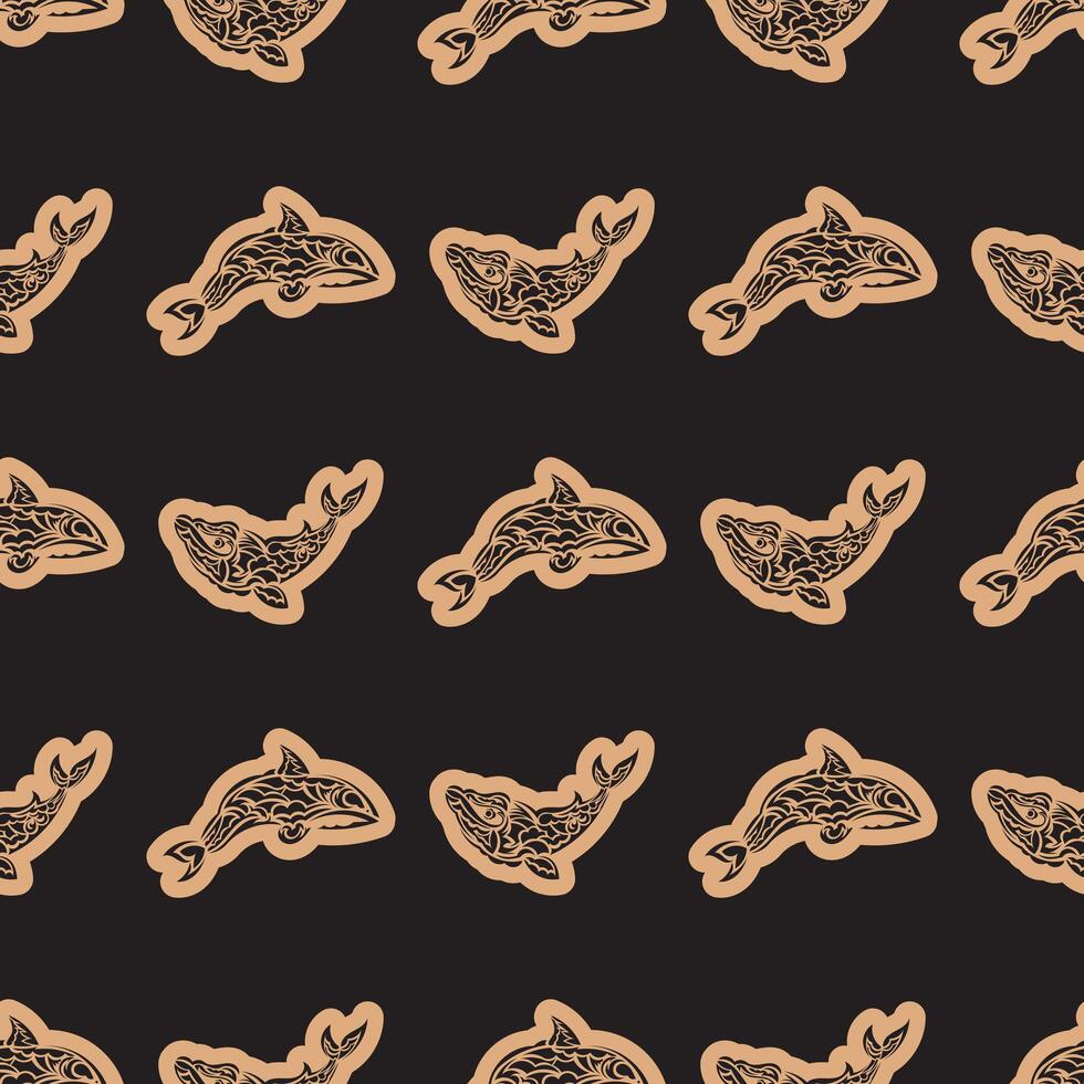 Seamless luxury pattern with whales in simple style. Good for clothing and textiles. Vector