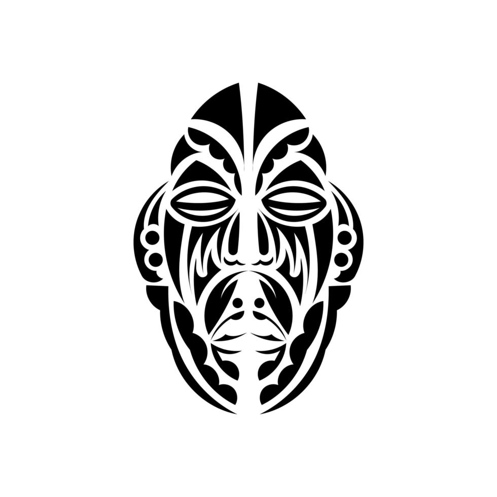 The face of the chief in the style of Hawaiian ornaments. Samoan tattoo designs. Isolated. Vector illustration.