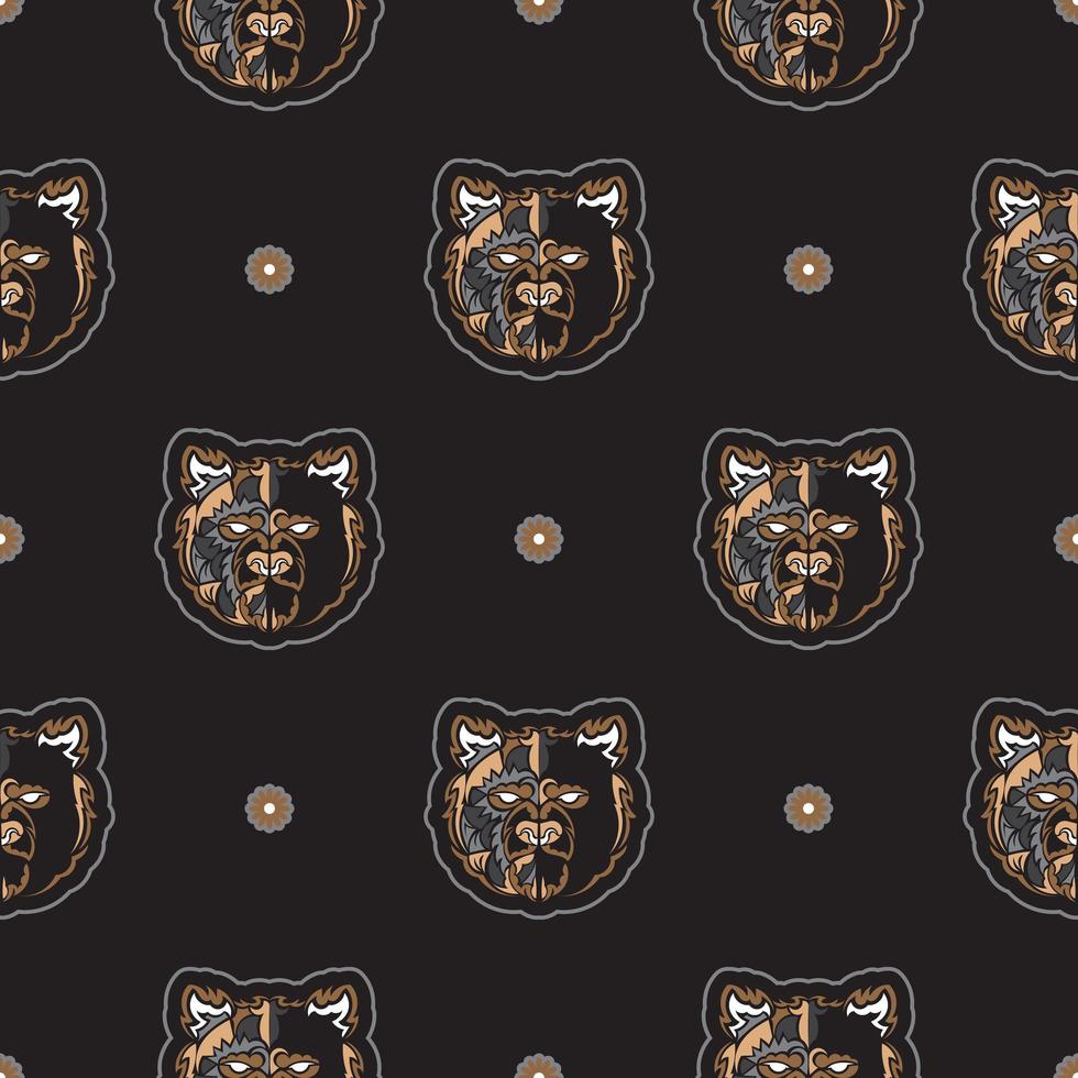 Seamless pattern with BEAR FACE in Simple style. Good for covers, fabrics, postcards and printing. Vector illustration.