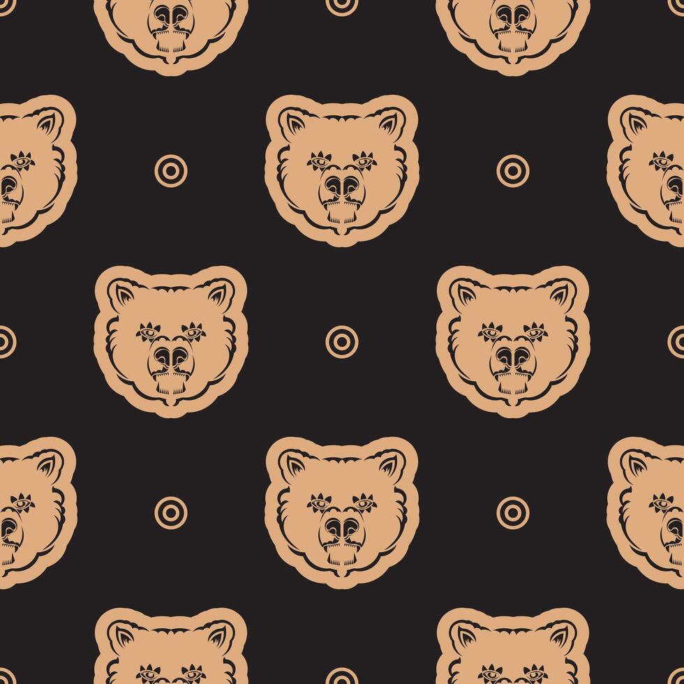 Seamless pattern with BEAR FACE in Simple style. Good for garments, textiles, backgrounds and prints. illustration. vector