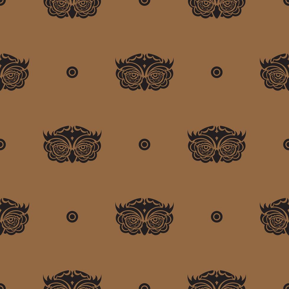 Seamless pattern with owl face. Vector