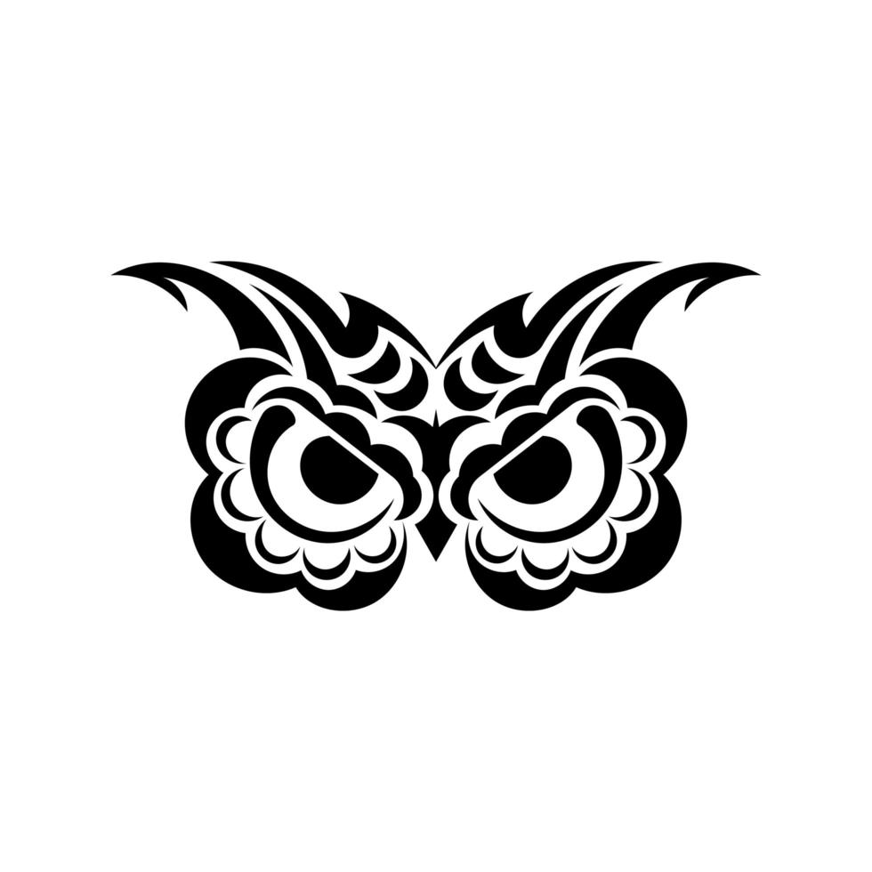 Owl face made of patterns. Good for tattoos or prints. Vector illustration.