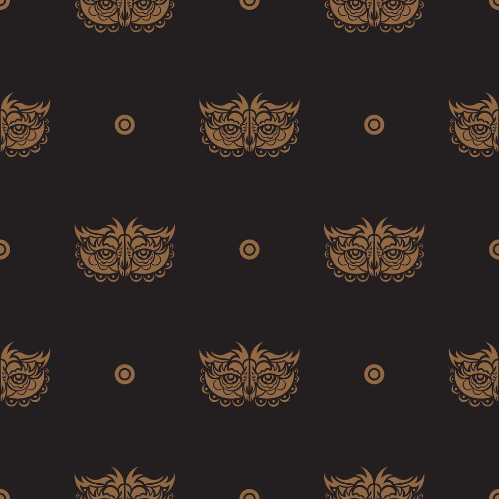 Seamless pattern with owl face. Vector illustration.