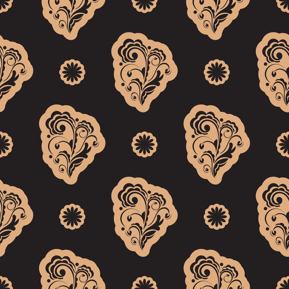 Seamless luxury pattern with flowers and monograms in Simple style. Good for backgrounds, prints, apparel and textiles. Vector