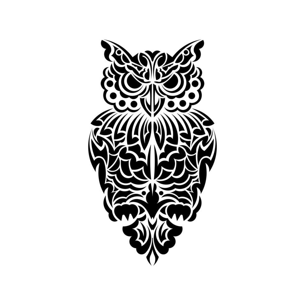 Owl tattoo. Owl from patterns. Good for tattoos and prints. Vector