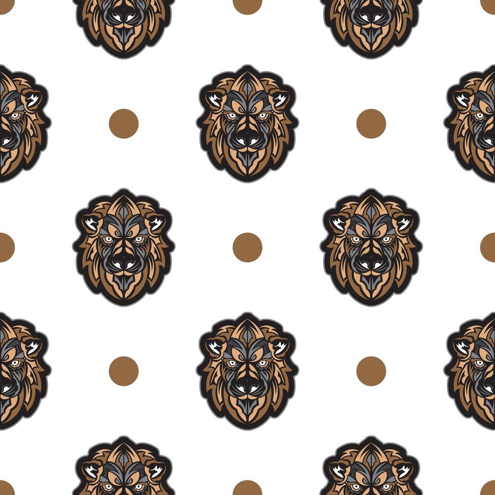 Lion face seamless pattern. Good for clothing and textiles. Vector illustration.