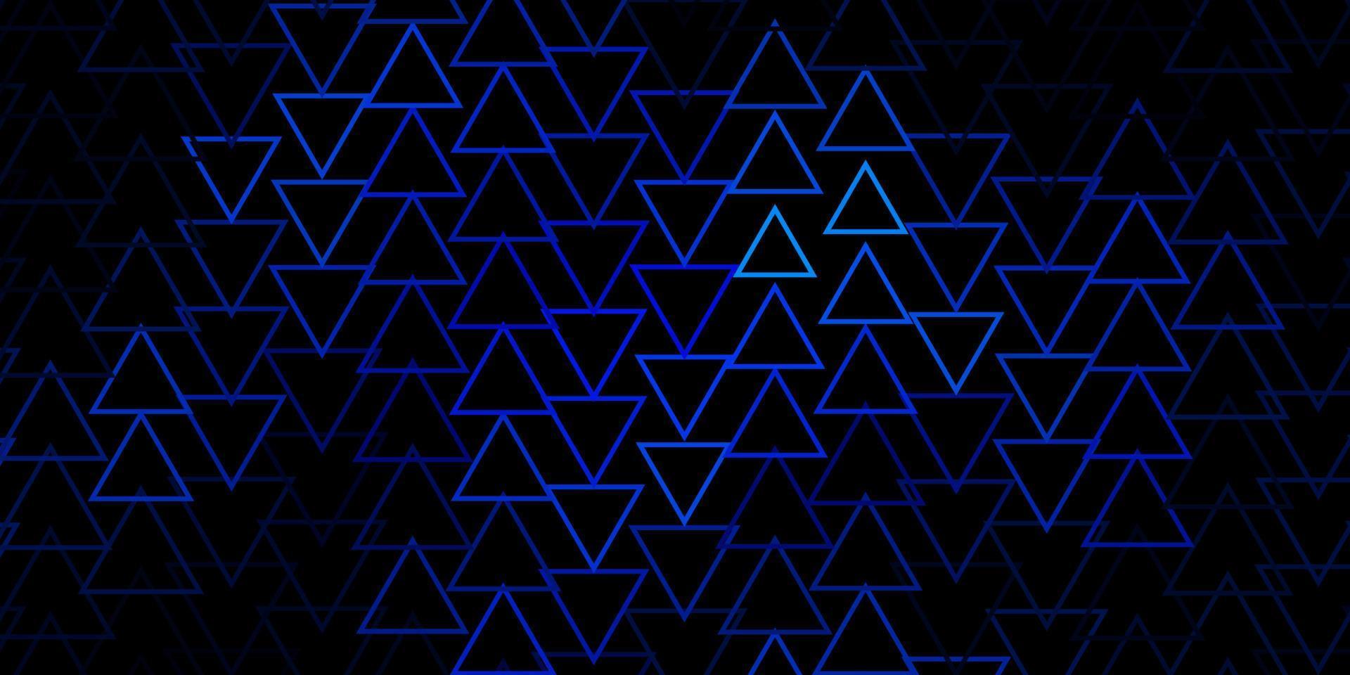 Dark BLUE vector background with lines, triangles.