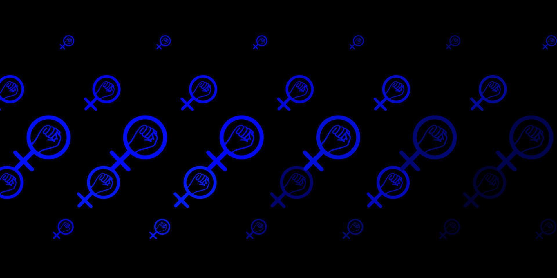 patrón de vector azul oscuro con elementos de feminismo.