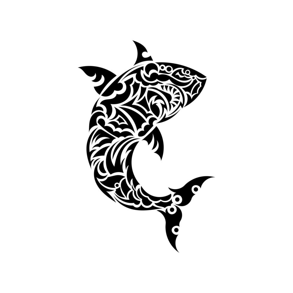 tatuaje de tiburón al estilo samoa. aislado. vector