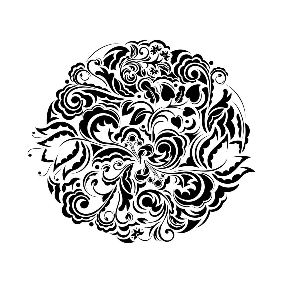 Vector damask element. Isolated damask central illistration.