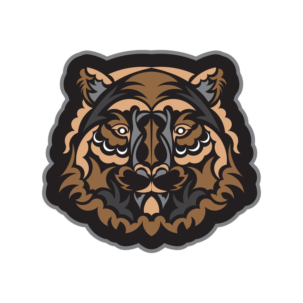 Tiger face boho style pattern. Good covers, fabrics, postcards and printing. Vector illustration.
