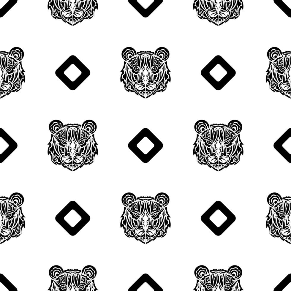 cara de tigre de patrones sin fisuras en estilo maorí. cara de tigre boho. bueno para fondos, estampados, prendas de vestir y textiles. ilustración vectorial vector