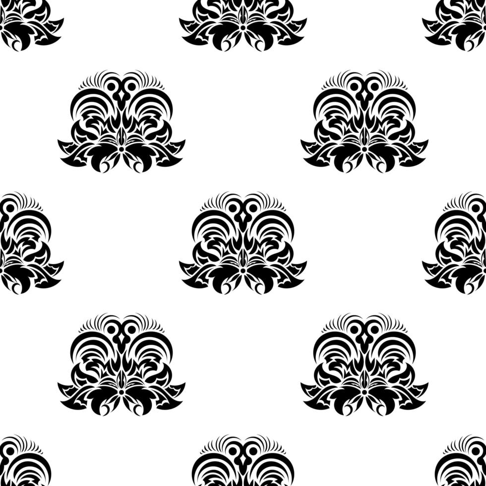 Seamless black and white pattern with monograms in the Baroque style. Good for backgrounds and prints. Vector