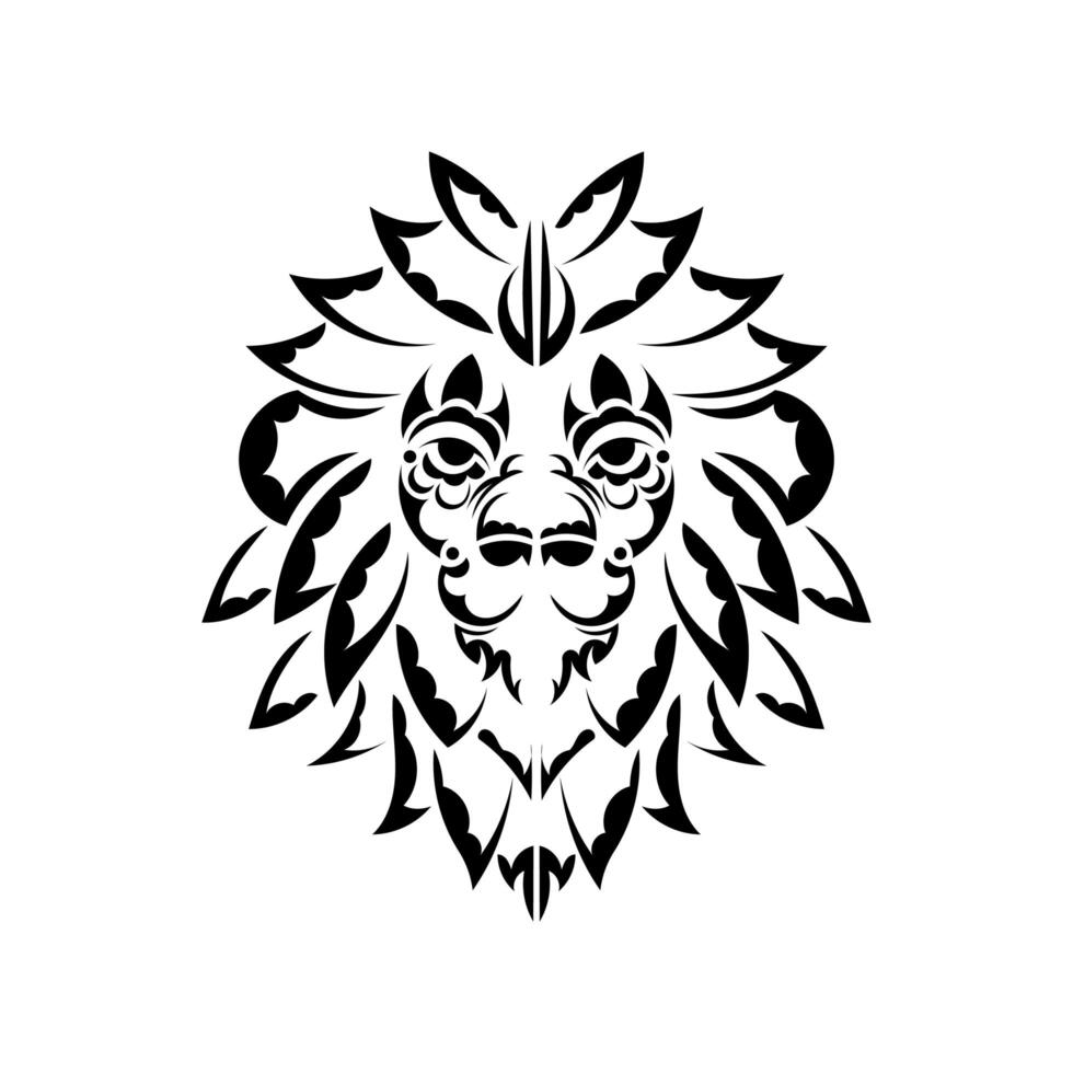 A lion head with tribal patterns on it vector