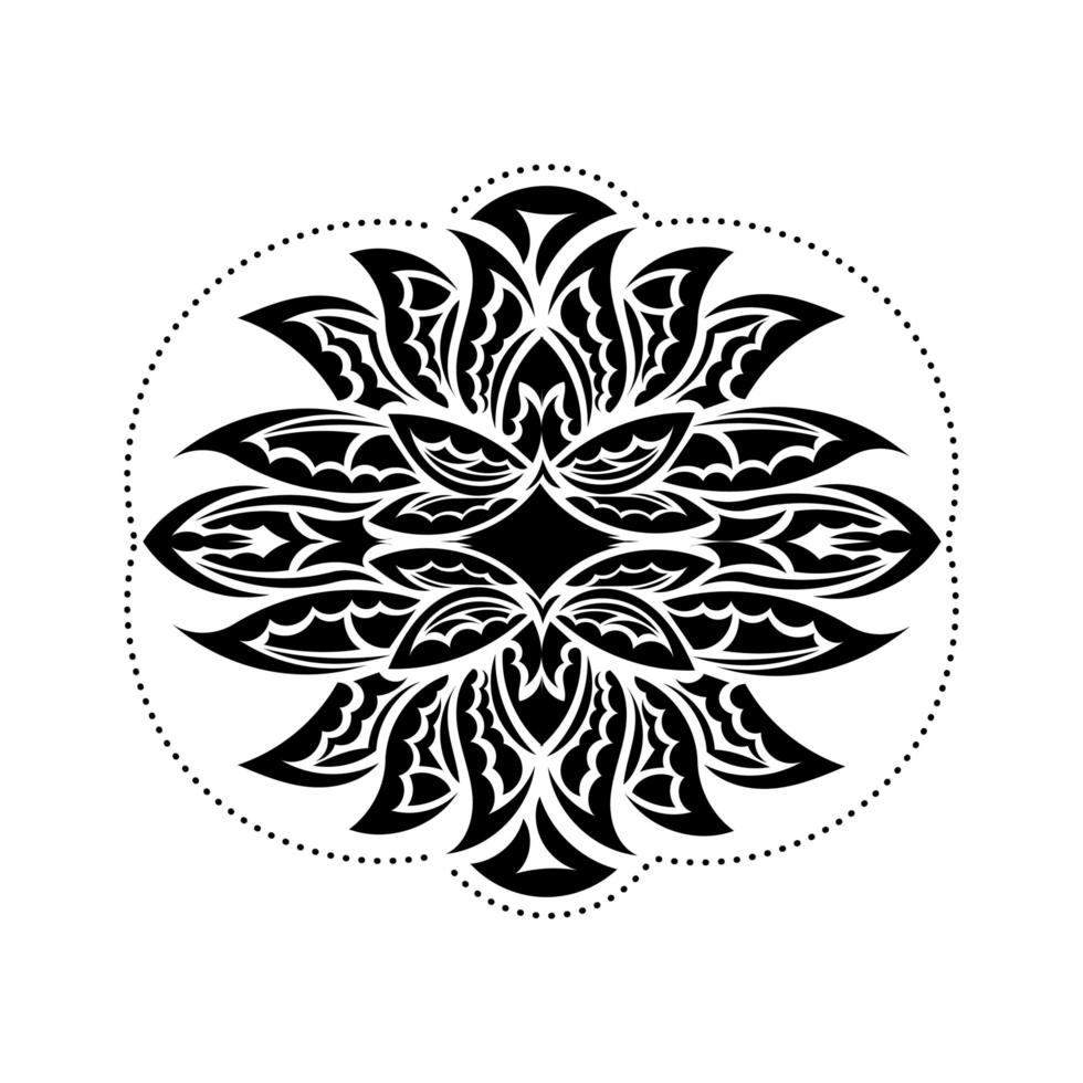 Lotus ornament, ethnic tattoo. Patterned Indian lotus. Isolated. Vector illustration.