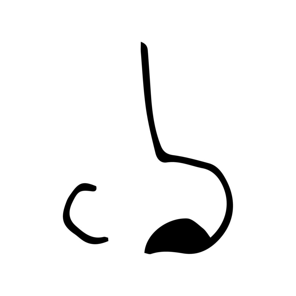 Cartoon doodle linear nose isolated on white background. vector