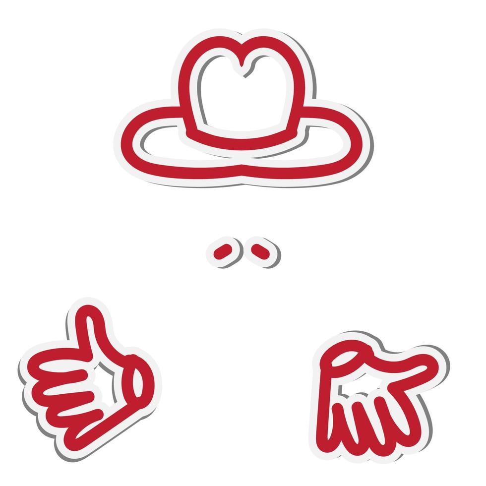 Sticker man in hat and with a mustache vector