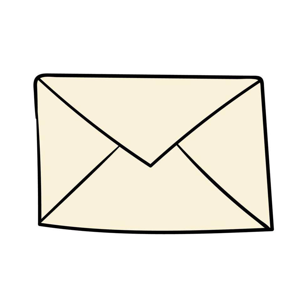 Cartoon doodle linear mail, letter isolated on white background. vector