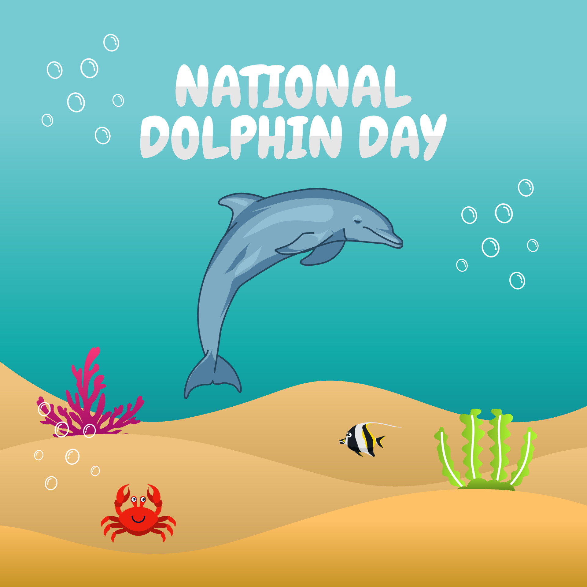 vector graphic of national dolphin day good for national dolphin day