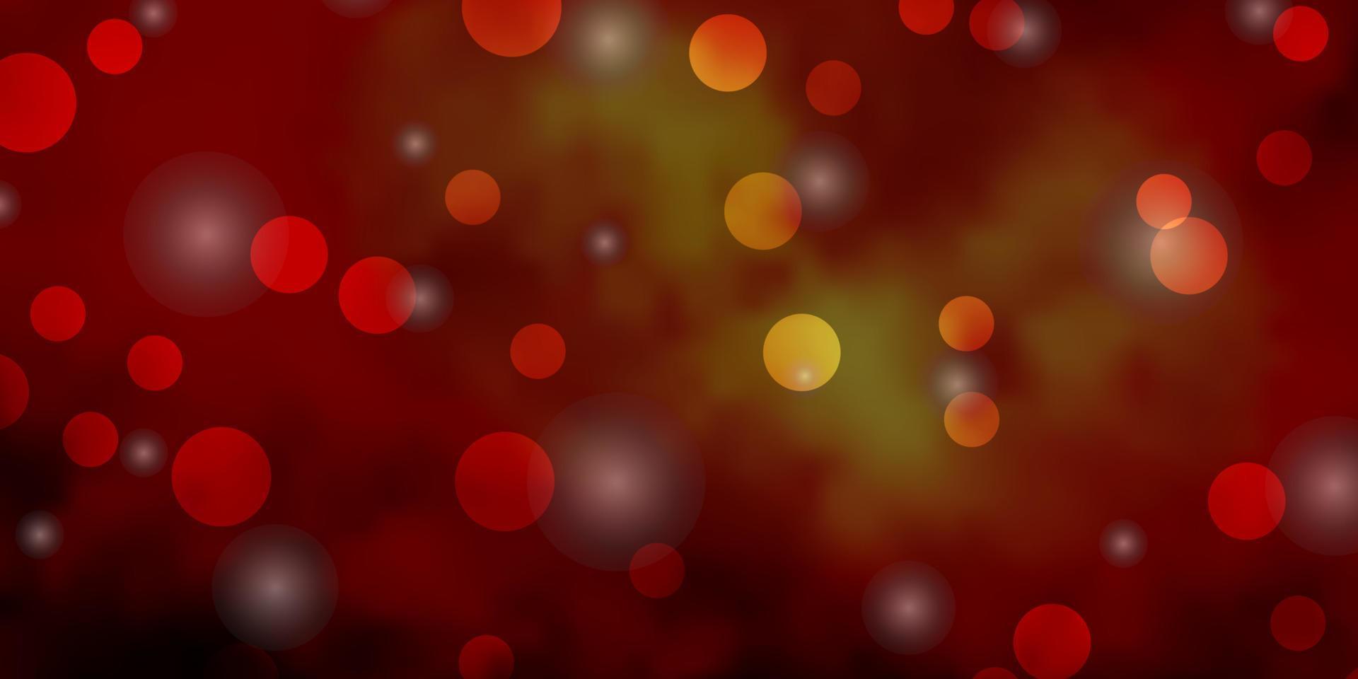 Dark Orange vector template with circles, stars.