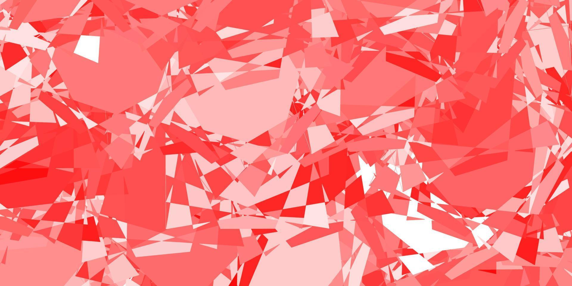 Telón de fondo de vector rojo claro con triángulos, líneas.
