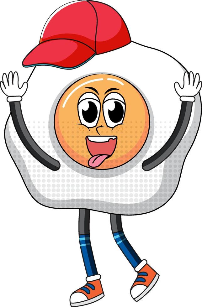 A fried egg cartoon character on white background vector