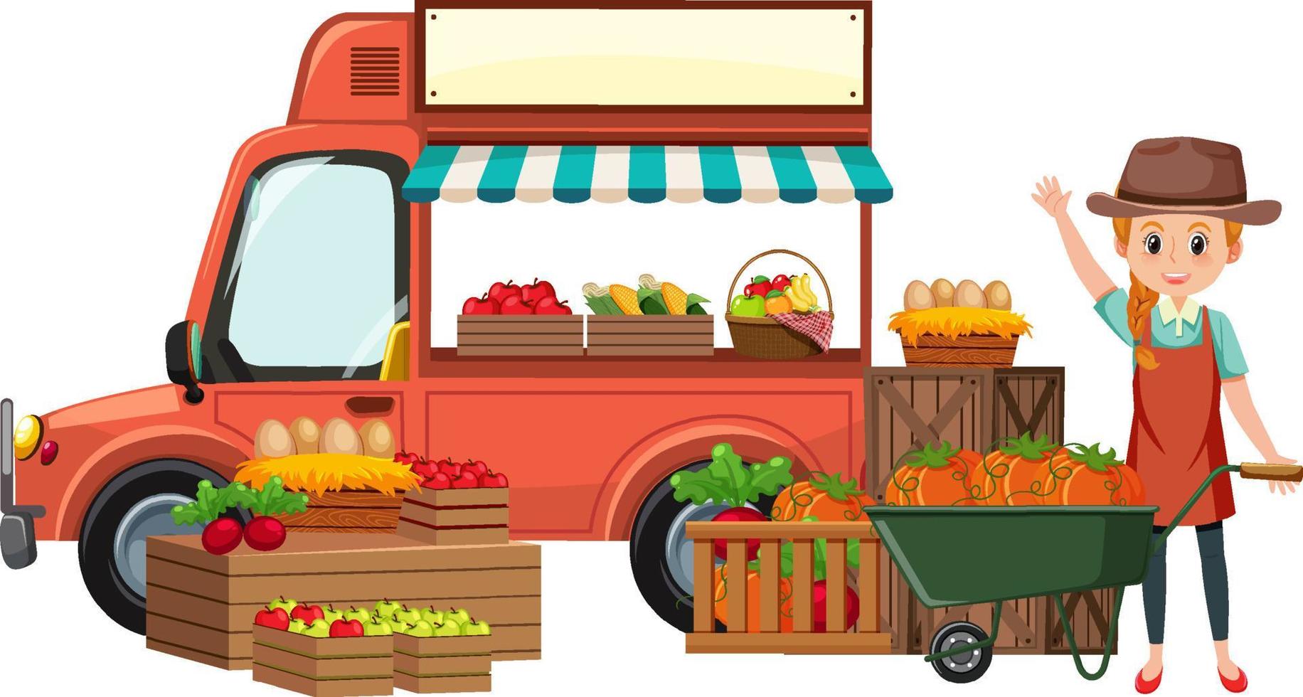 A cute food truck on white background vector