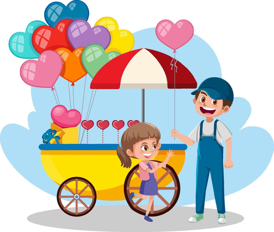 Street food cart concept with candy cart vector