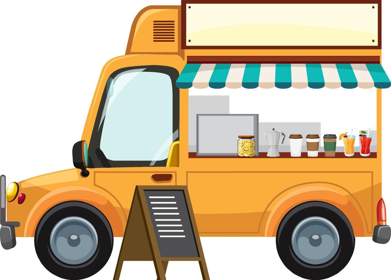 A cute food truck on white background vector