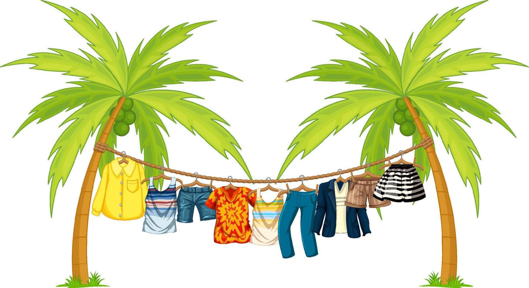 Clothes hanging on clothesline vector