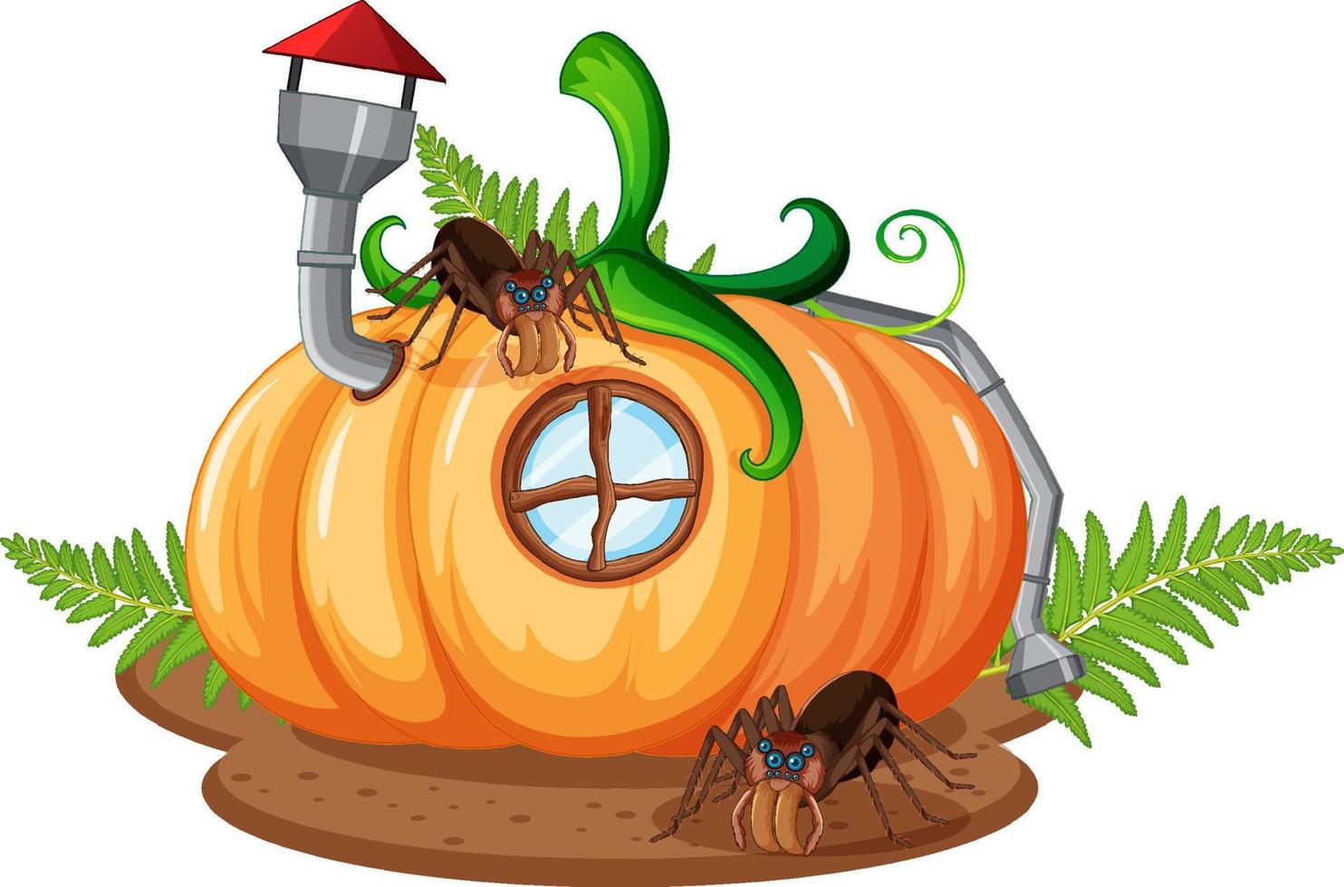 Insect cartoon character at fairy house vector