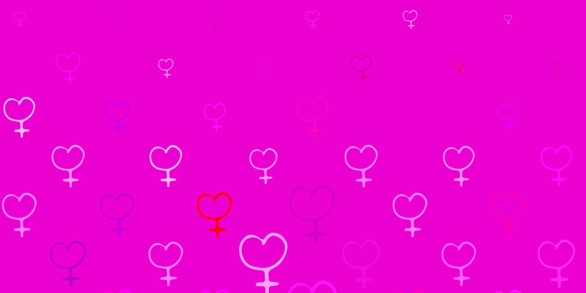 Light Purple, Pink vector pattern with feminism elements.