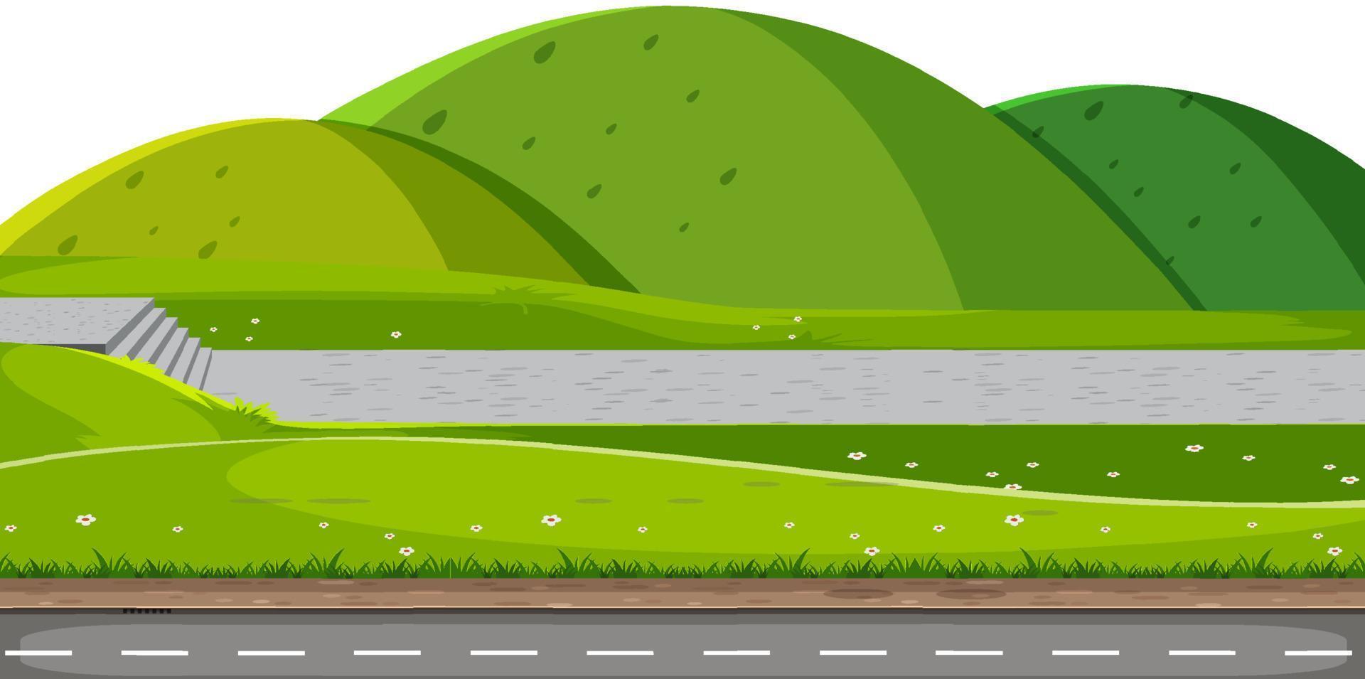 Nature mountain scene in cartoon style vector
