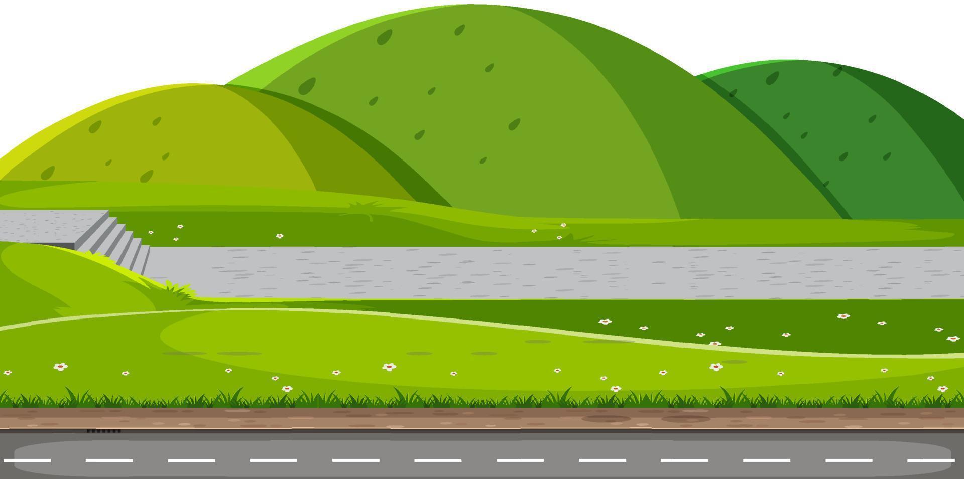 escena de la montaña de la naturaleza en estilo de dibujos animados vector