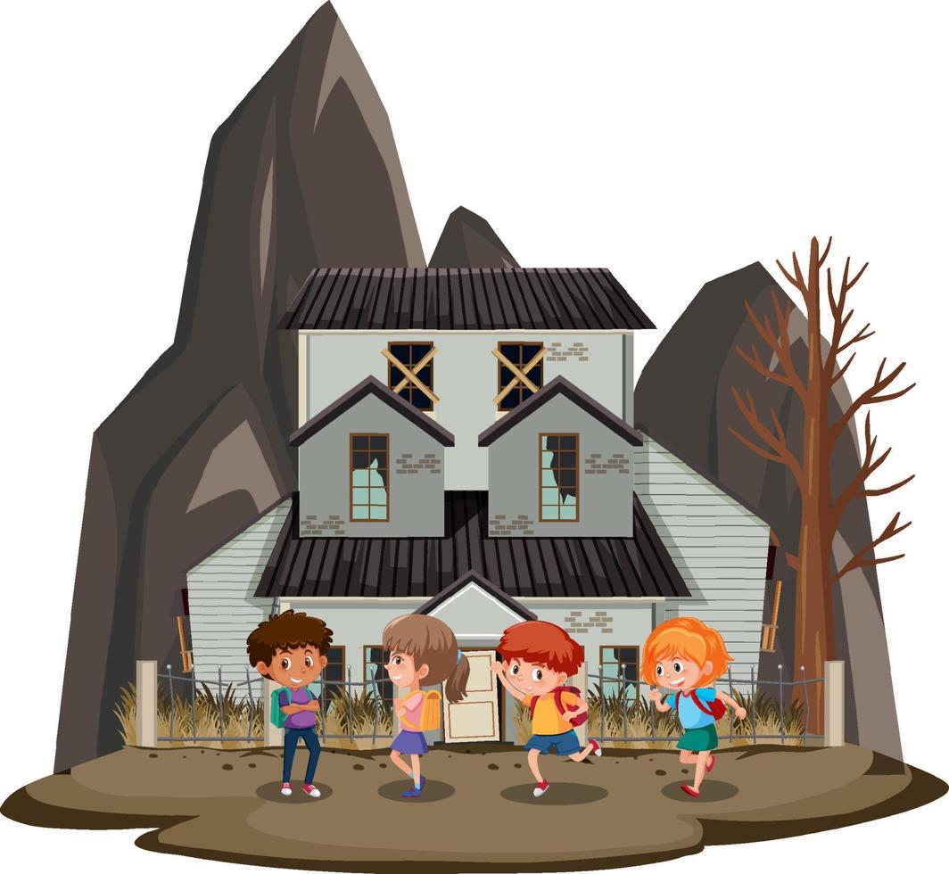 Isolated scene with abandoned house vector