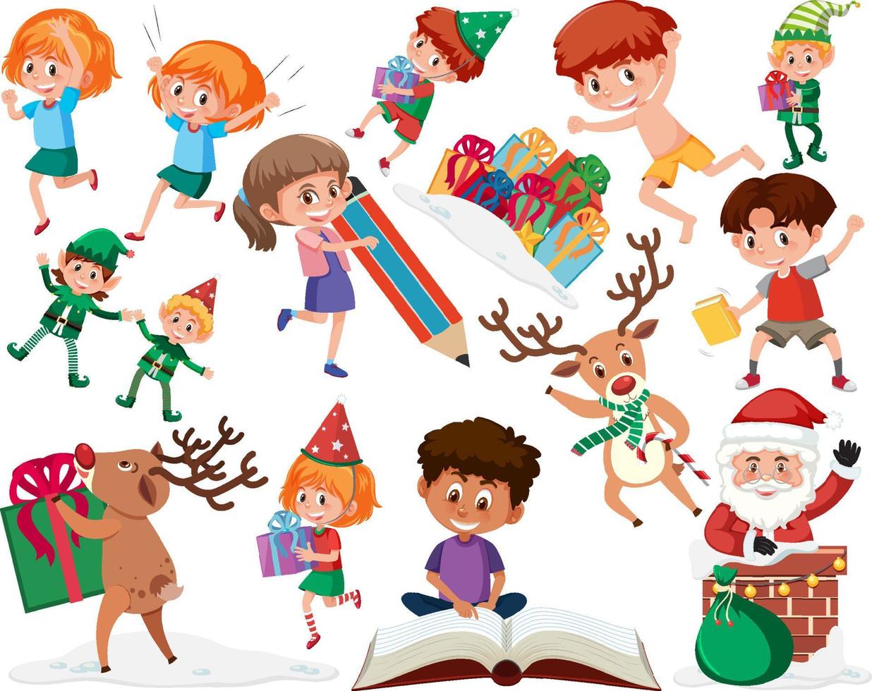 Collection of many kids doing different activities vector