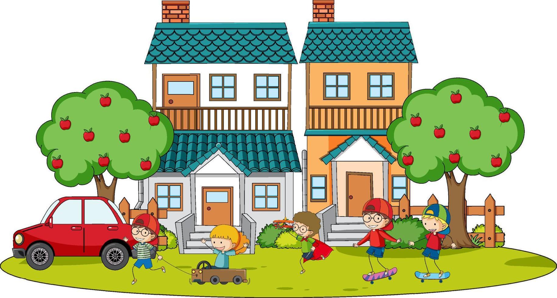 Doodle house cartoon design vector