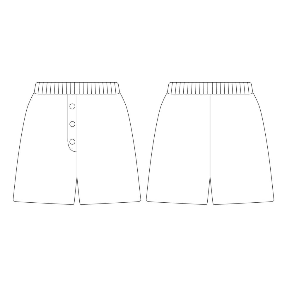 pantalones cortos elásticos de plantilla con botón ilustración vectorial diseño plano contorno ropa vector