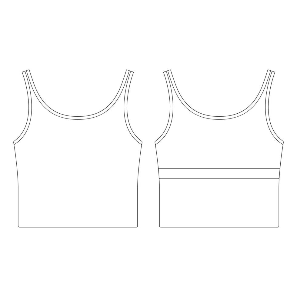 Template cropped fit bra top vector illustration flat design outline clothing