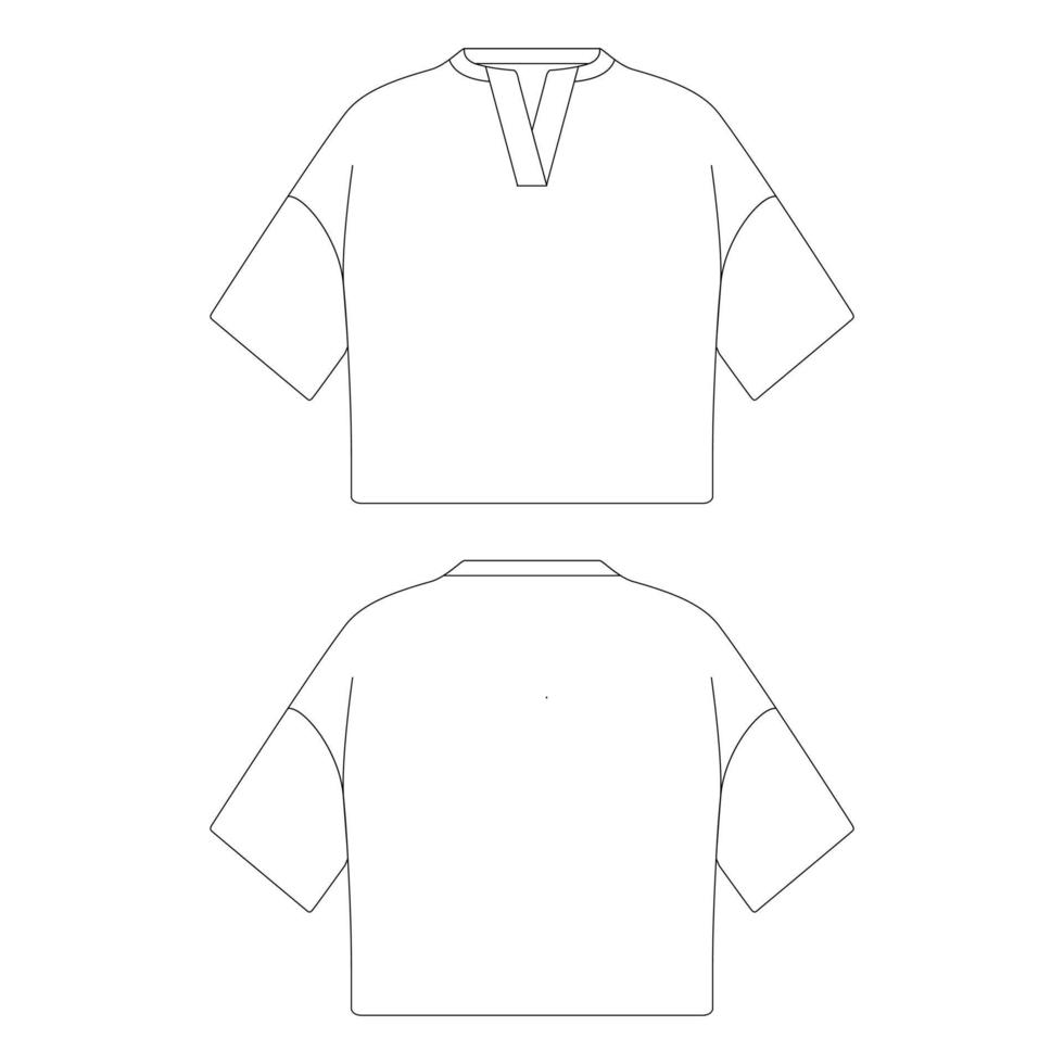 Template notch neck crop top vector illustration flat design outline clothing