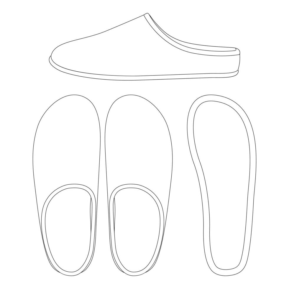 plantilla zapatillas lavables ilustración vectorial diseño plano contorno ropa vector