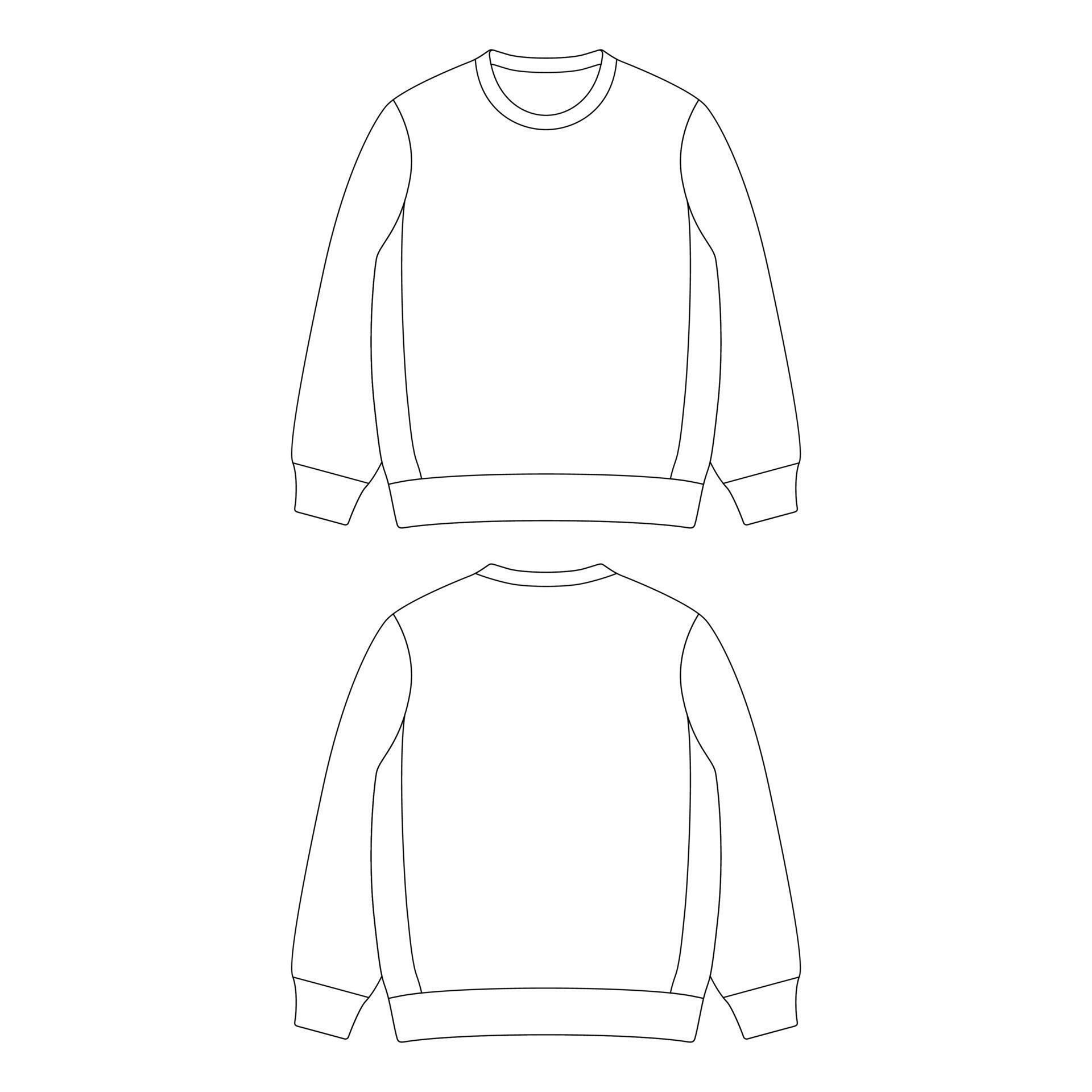 Template crewneck vector illustration flat design outline clothing Template crewneck vector illustration flat design outline clothing