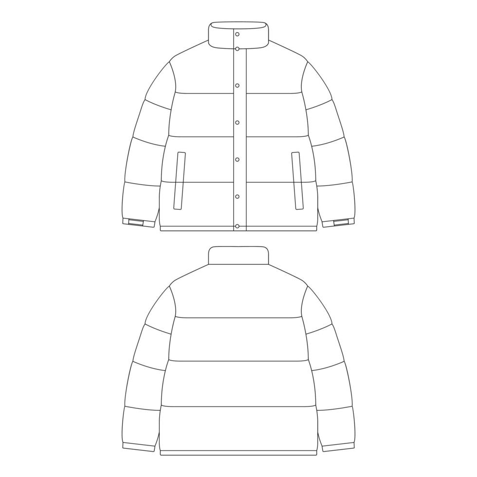 plantilla abajo chaqueta vector ilustración diseño plano contorno ropa
